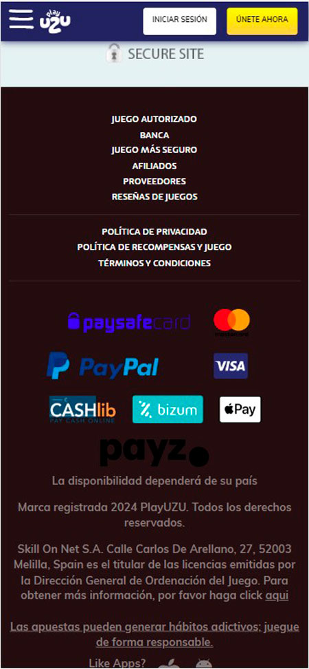 PlayUzu Casino: Navegación a través de la aplicación móvil